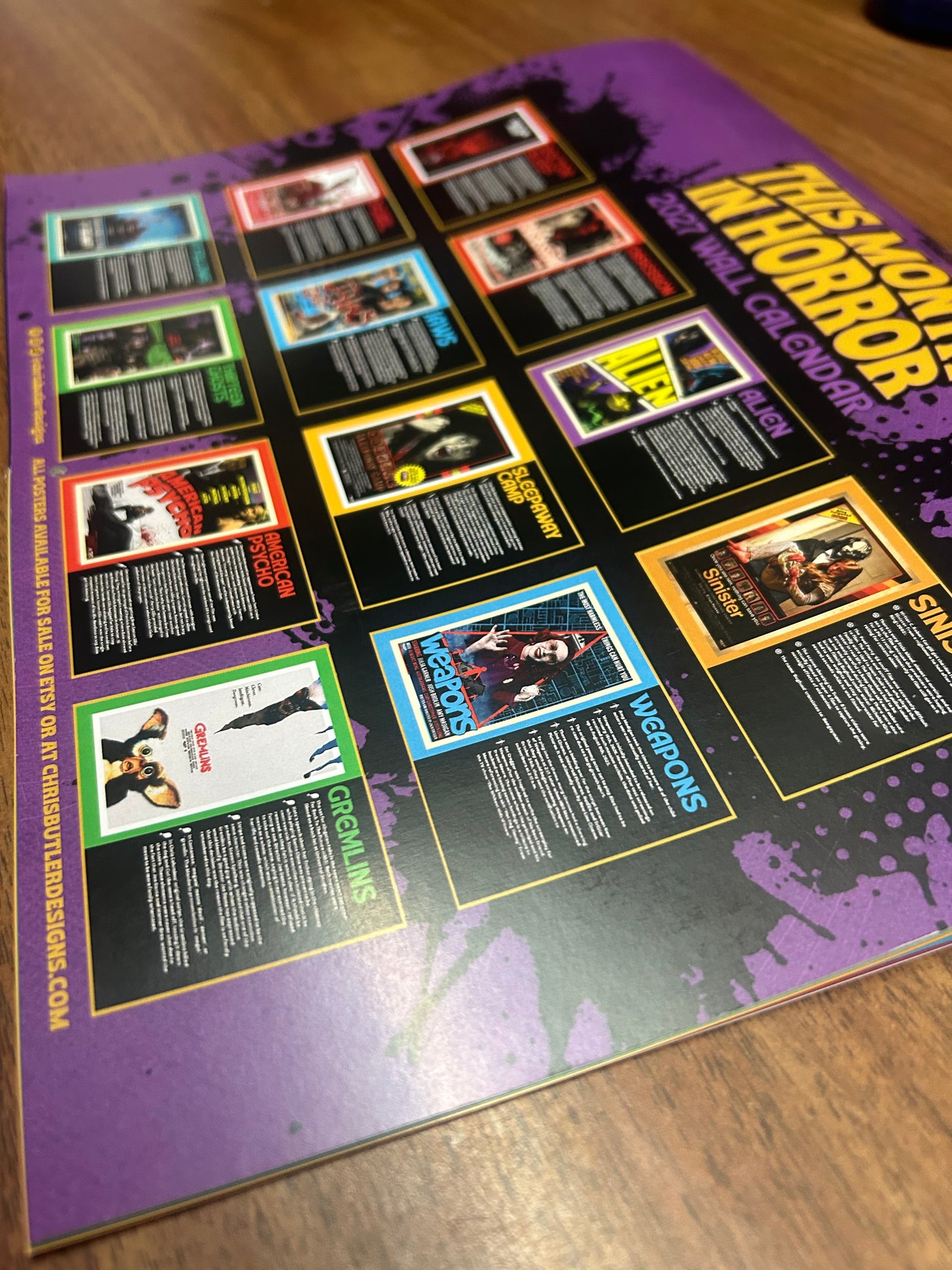 This Month In Horror 2027 Wall Calendar